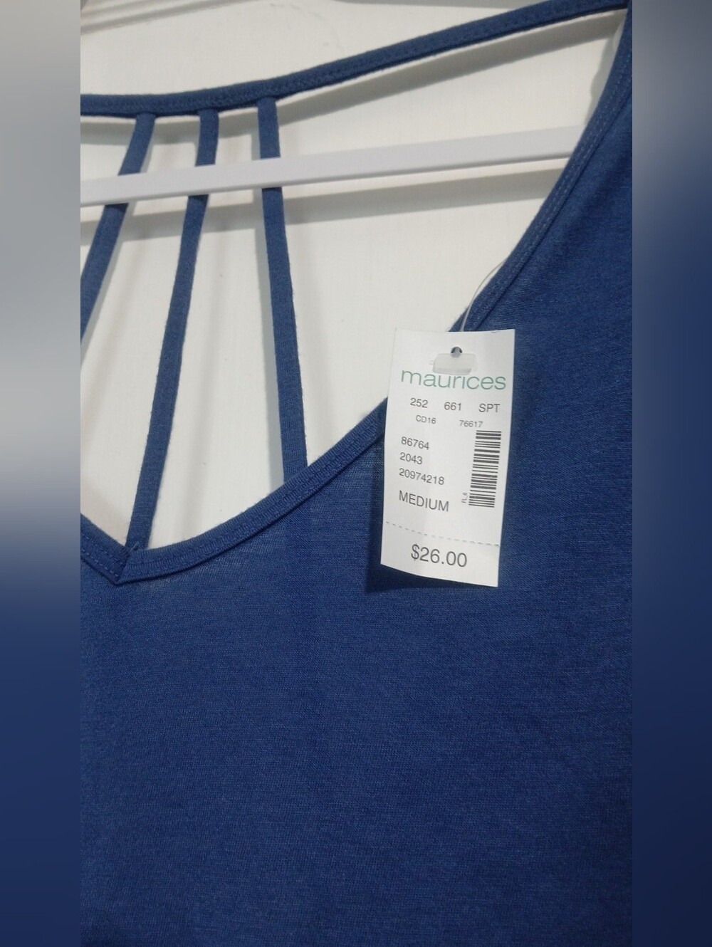 Maurices Blue Long Sleeve V-Neck Top with Strappy Back NWT - Picture 3 of 9